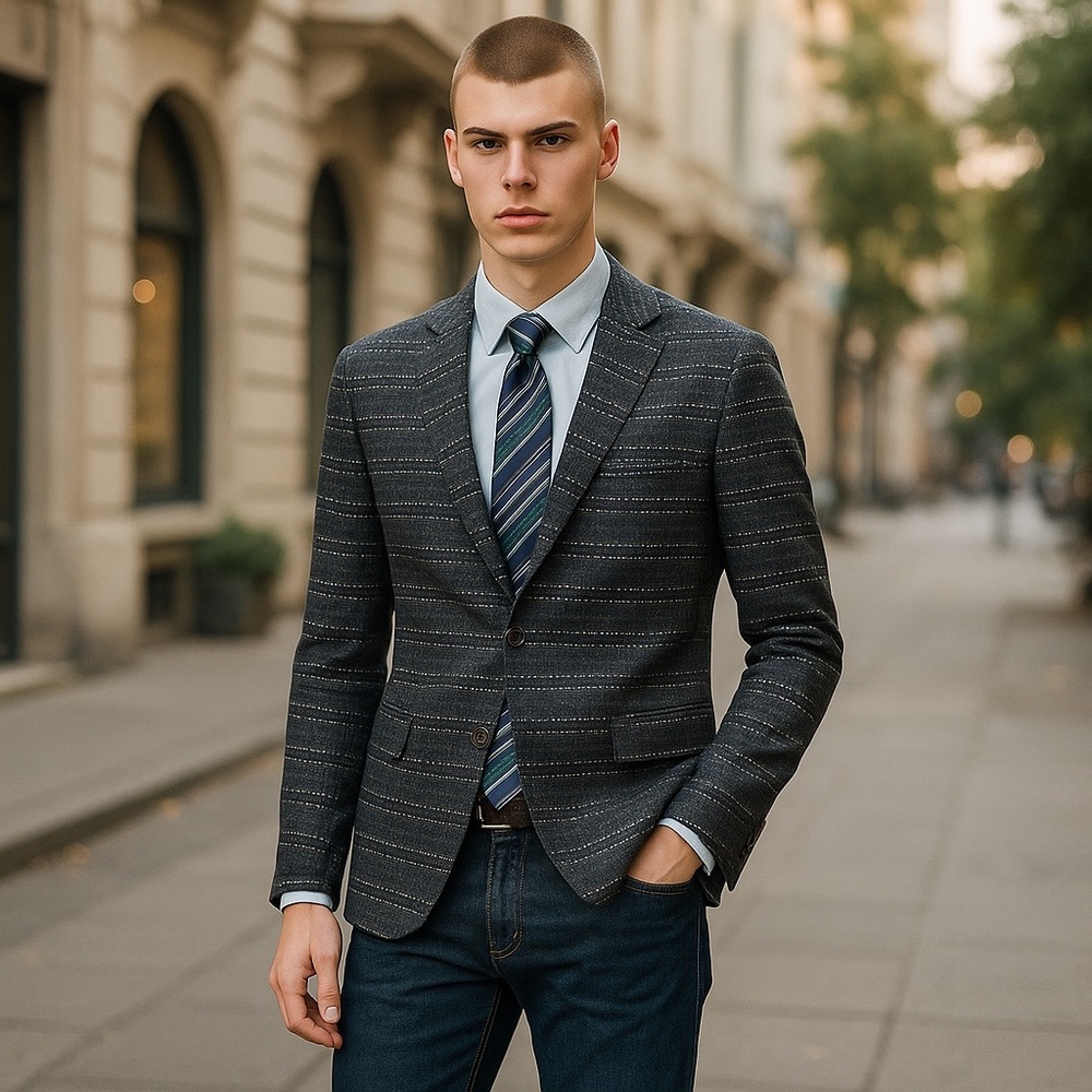 messagerie mens blazer sport coat size 56 IT/46 US 3 button cotton blend…